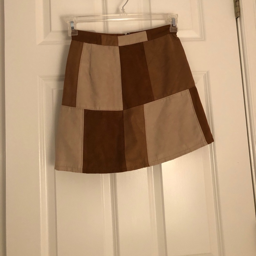 Hollister faux-suede brown Patchwork Skirt